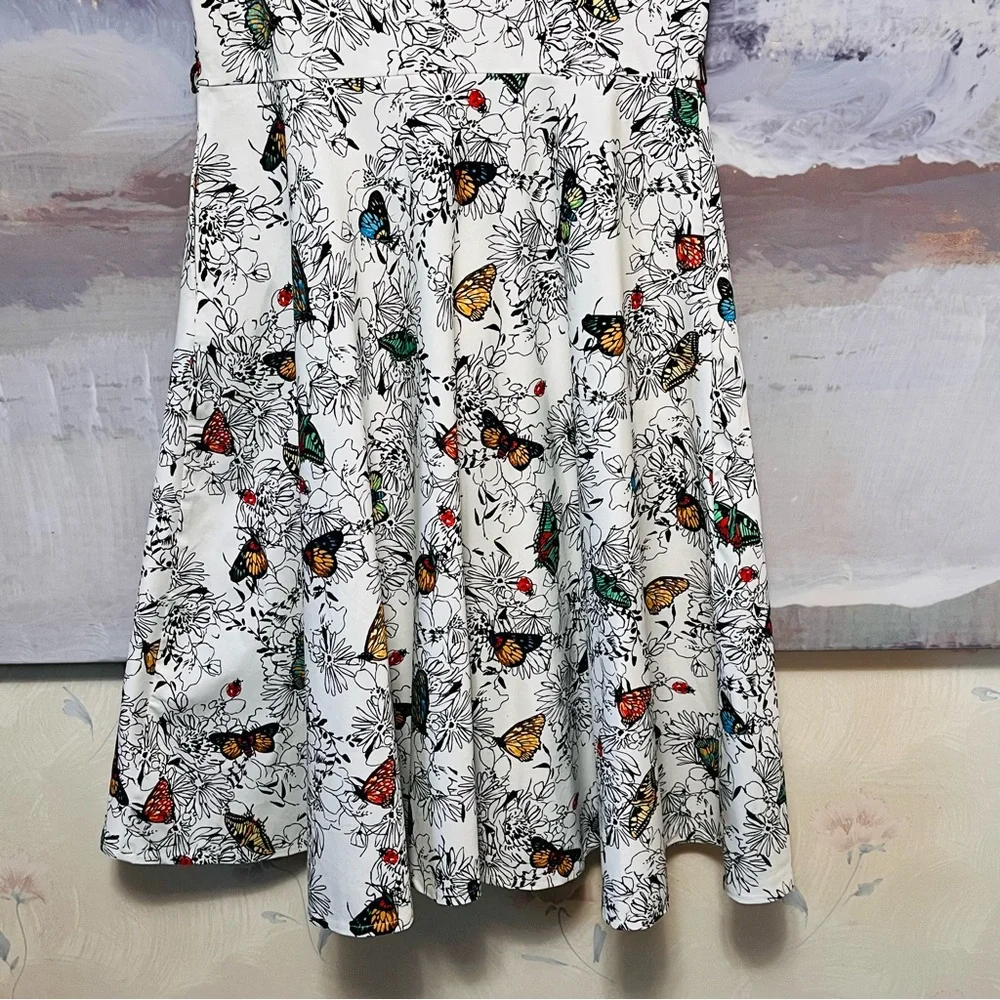 NORTH STYLE Floral‎ Butterfly Dress Midi Botanical Fit & Flare Stretch Womens 12